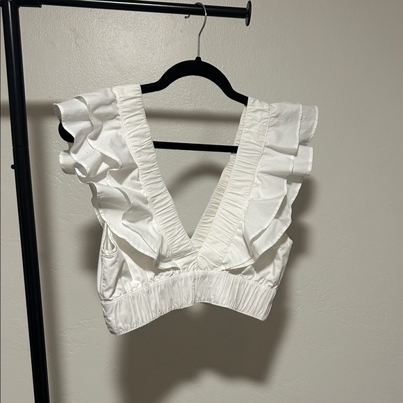 Elegant White Ruffled Women's Top Abercrombie And Fitch Cotton Small - Picture 1 of 4